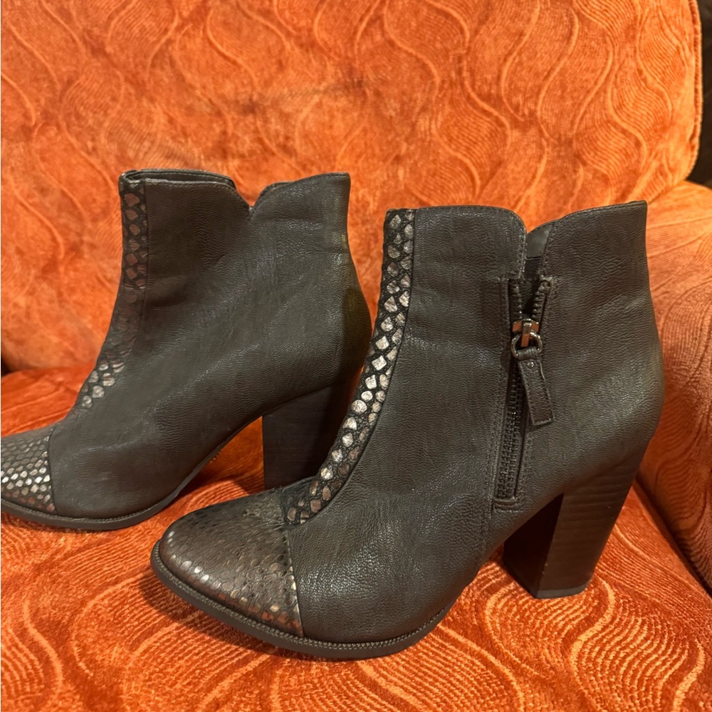 Ina Black and Silver Ankle Boots